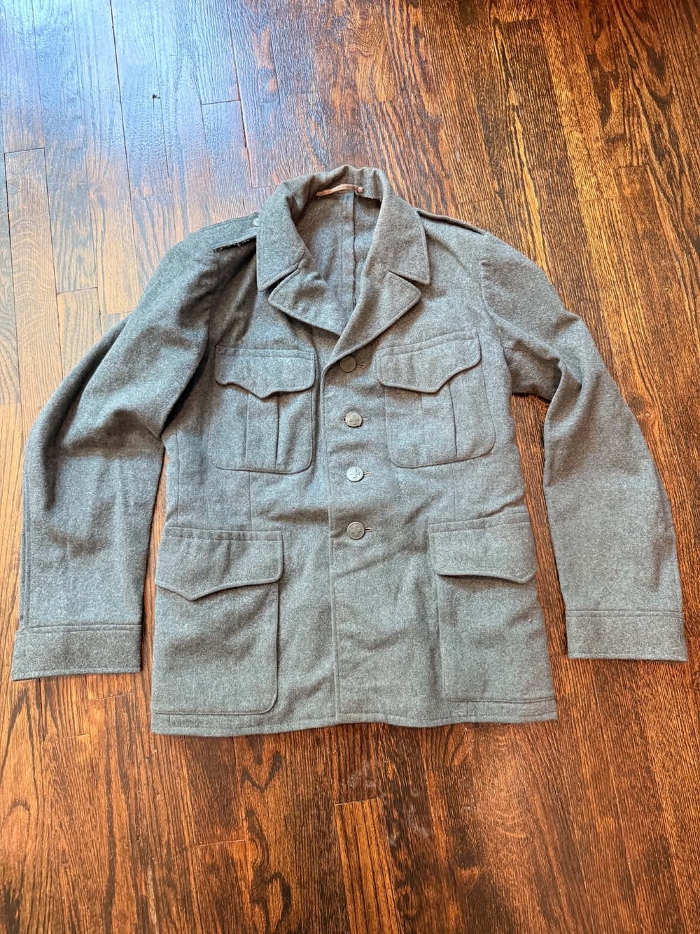Vintage Swiss Military Gray Wool Field Coat 1949